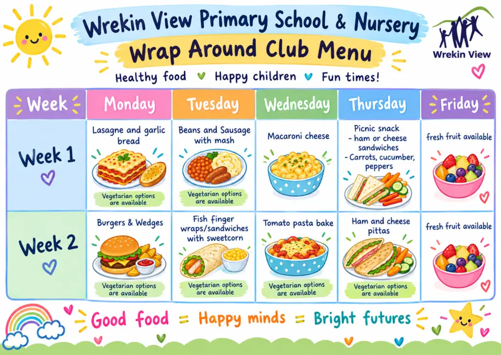 Wrekin View Wrap Around Club Menu